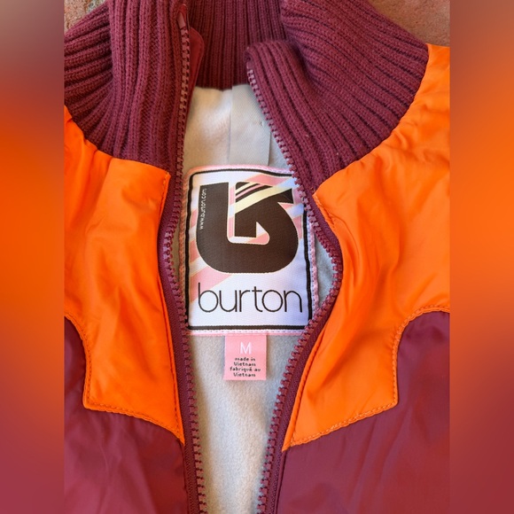 Burton women's maroon and orange faux suede fleece-lined ski vest - Picture 6 of 8